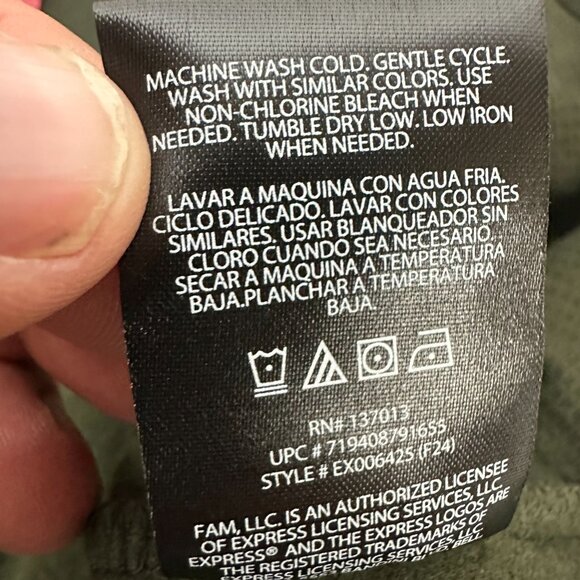 Express Mens X-Large Olive Green Textured Hoodie With Front Pocket - Picture 6 of 6